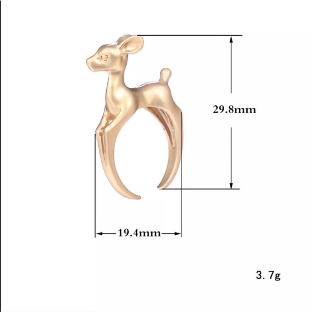 Deer Fawn Reindeer Bambi adjustable New SilverRing - Picture 7 of 7